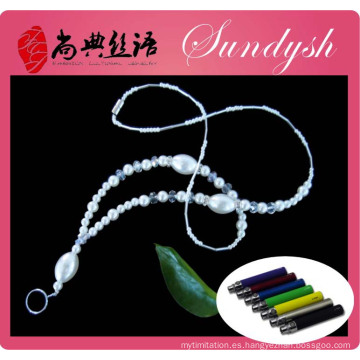 Popular Smoke Ecig Pearl Bead Cordón con anillo clip Ecig Lanyard